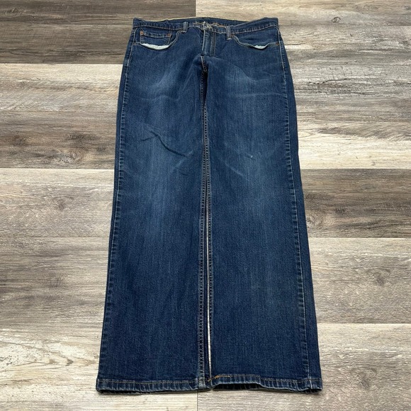 Levis 514 Dark Wash Faded Blue Mens 34x30 Straight Fit Denim Jeans Red Tab - Picture 1 of 12